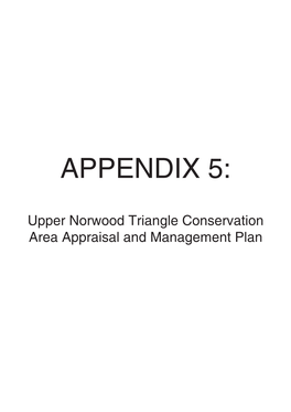 Upper Norwood Triangle Conservation Area Appraisal and Management Plan