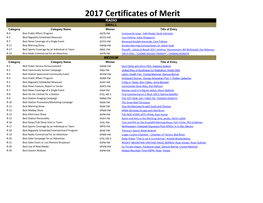 2017 Certificate of Merit Winners