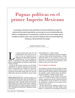 Pugnas Políticas En El Primer Imperio Mexicano