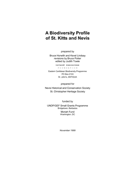 A Biodiversity Profile of St. Kitts and Nevis