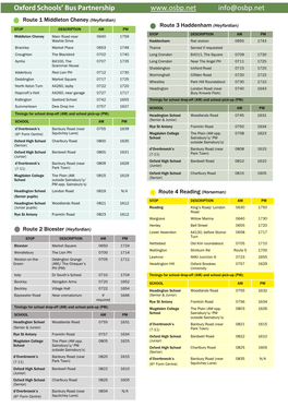 Oxford Schools' Bus Partnership Info@Osbp.Net