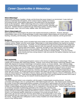 Career Opportunities in Meteorology