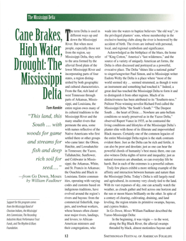 Cane Brakes, High Water, Drought: the Mississippi Delta