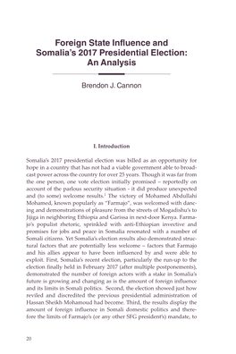 Foreign State Influence and Somalia's 2017 Presidential Election