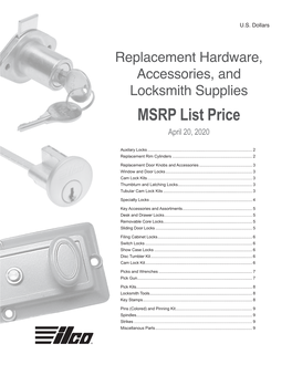 ILCO REPLACEMENT HARDWARE-Price Book