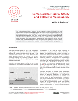 Seme Border, Nigeria: Safety and Collective Vulnerability”