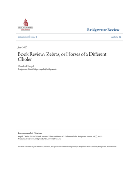Book Review: Zebras, Or Horses of a Different Choler Charles F