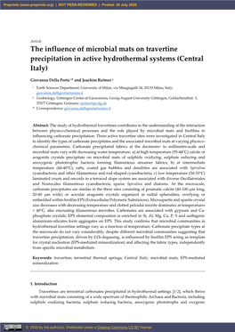 The Influence of Microbial Mats on Travertine Precipitation in Active Hydrothermal Systems (Central Italy)