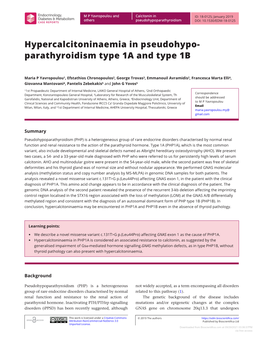 Hypercalcitoninaemia in Pseudohypo Parathyroidism Type 1A and Type 1B