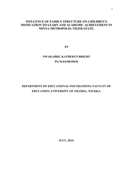 Influence of Family Structure on Children's Motivation to Learn And