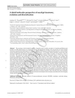 A Dated Molecular Perspective of Eucalypt Taxonomy, Evolution and Diversiﬁcation