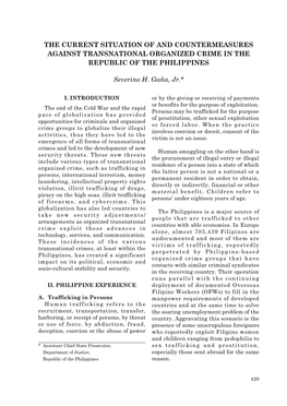 The Current Situation of and Countermeasures Against Transnational Organized Crime in the Republic of the Philippines