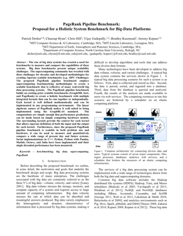 Pagerank Pipeline Benchmark: Proposal for a Holistic System Benchmark for Big-Data Platforms