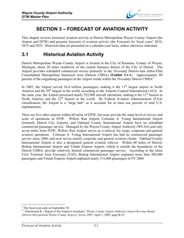 SECTION 3 – FORECAST of AVIATION ACTIVITY 3.1 Historical