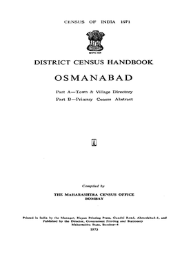 District Census Handbook, Osmanabad, Part