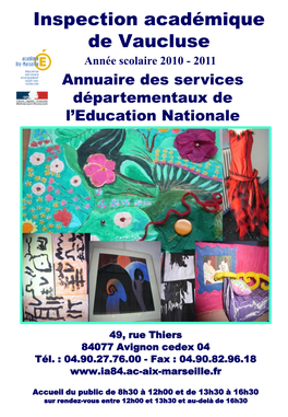 Année Scolaire 2010 - 2011 Annuaire Des Services Départementaux De L’Education Nationale