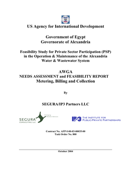 AWGA NEEDS ASSESSMENT and FEASIBILITY REPORT Metering, Billing and Collection