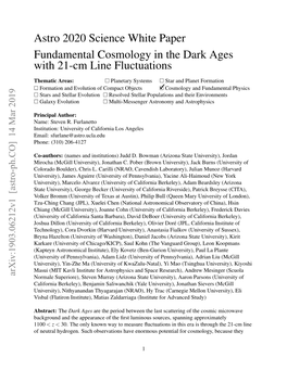 Astro 2020 Science White Paper Fundamental Cosmology in the Dark Ages with 21-Cm Line Fluctuations