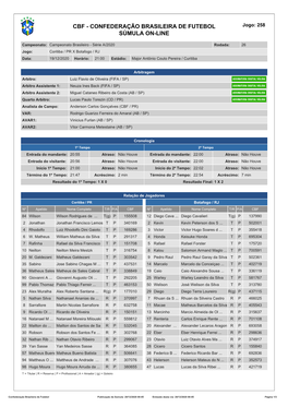 Confederação Brasileira De Futebol Súmula On-Line