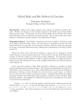 Michel Rolle and His Method of Cascades