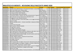 REVISIONE DELLE RACCOLTE ANNO 2020 INVENTARIO TITOLO AUTORE DATA MEDIA COLLOCAZIONE MOTIVAZIONE MER00004584 Candido Ovvero Dell'ottimismo / F