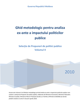 Ghid Metodologic Pentru Analiza Ex-Ante a Impactului Politicilor Publice