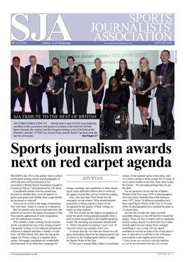 Sports Journalism Awards Next on Red Carpet Agenda