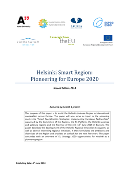 Helsinki Smart Region: Pioneering for Europe 2020