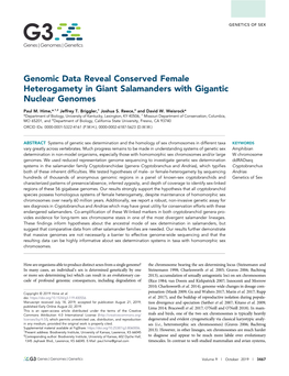 Hime Et Al. 2019 Genomic Data Reveal Conserved Female Heterogamety In