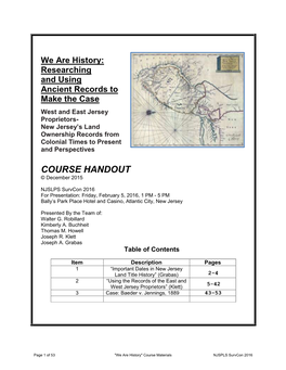 COURSE HANDOUT © December 2015