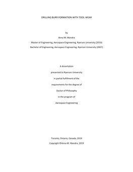 Drilling Burr Formation with Tool Wear