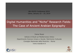 Research Fields: the Case of Ancient Arabian Epigraphy