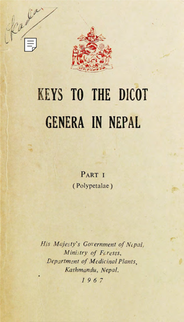 Keys to Dicot Genera in Nepal