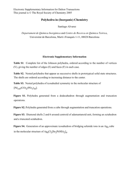 Polyhedra in (Inorganic) Chemistry