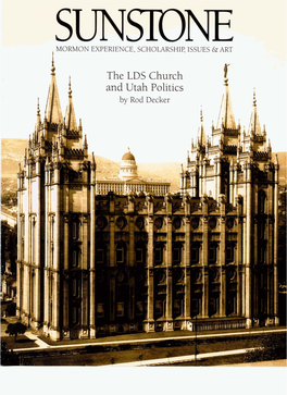 The LDS Church and Utah Politics by Rod Decker 9 1997 Washington, D.C