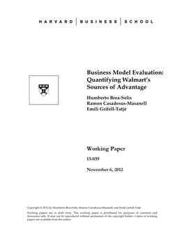 Business Model Evaluation: Quantifying Walmart's Sources Of