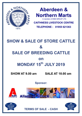 Caithness Livestock Centre Telephone : 01955 621363