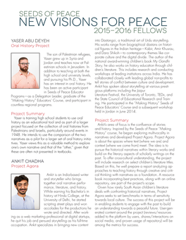 NEW VISIONS for PEACE 2015-2016 Fellows