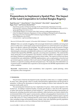 Preparedness to Implement a Spatial Plan: the Impact of the Land Cooperative in Central Bangka Regency