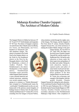 Maharaja Krushna Chandra Gajapati : the Architect of Modern Odisha
