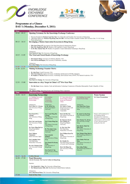 Programme at a Glance DAY 1 (Monday, December 5, 2011)