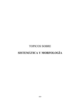 Topicos Sobre Sistemática Y Morfología