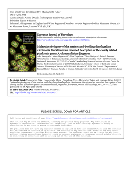 European Journal of Phycology Molecular Phylogeny of the Marine