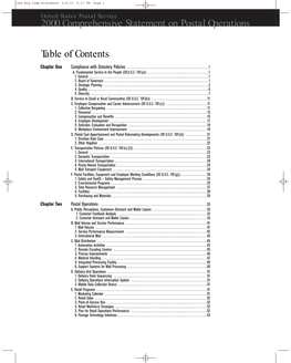 2000 Comprehensive Statement on Postal Operations Table of Contents