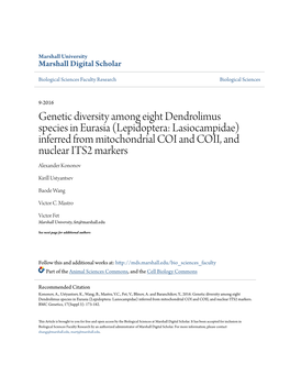 Genetic Diversity Among Eight Dendrolimus Species in Eurasia