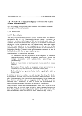 5.2. Permafrost, Periglacial and Paleo-Environmental Studies On