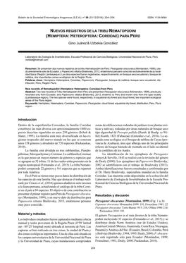 Nuevos Registros De La Tribu Nematopodini (Hemiptera: Heteroptera: Coreidae) Para Perú