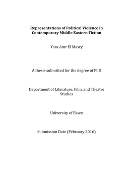 Representations of Political Violence in Contemporary Middle Eastern Fiction Yara