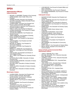 SPEA Dean of Students • RICK VAN KOOTEN, Vice Provost for Research Administrative Officers • M.A