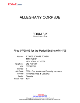 Alleghany Corp /De